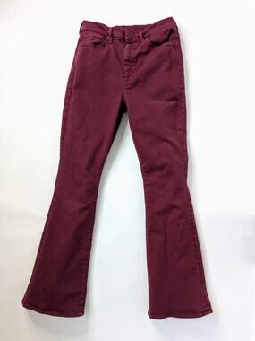 MOTHER Weekender Skimp Jeans 29 Burgundy High Waist Flare Stretch Fall Color